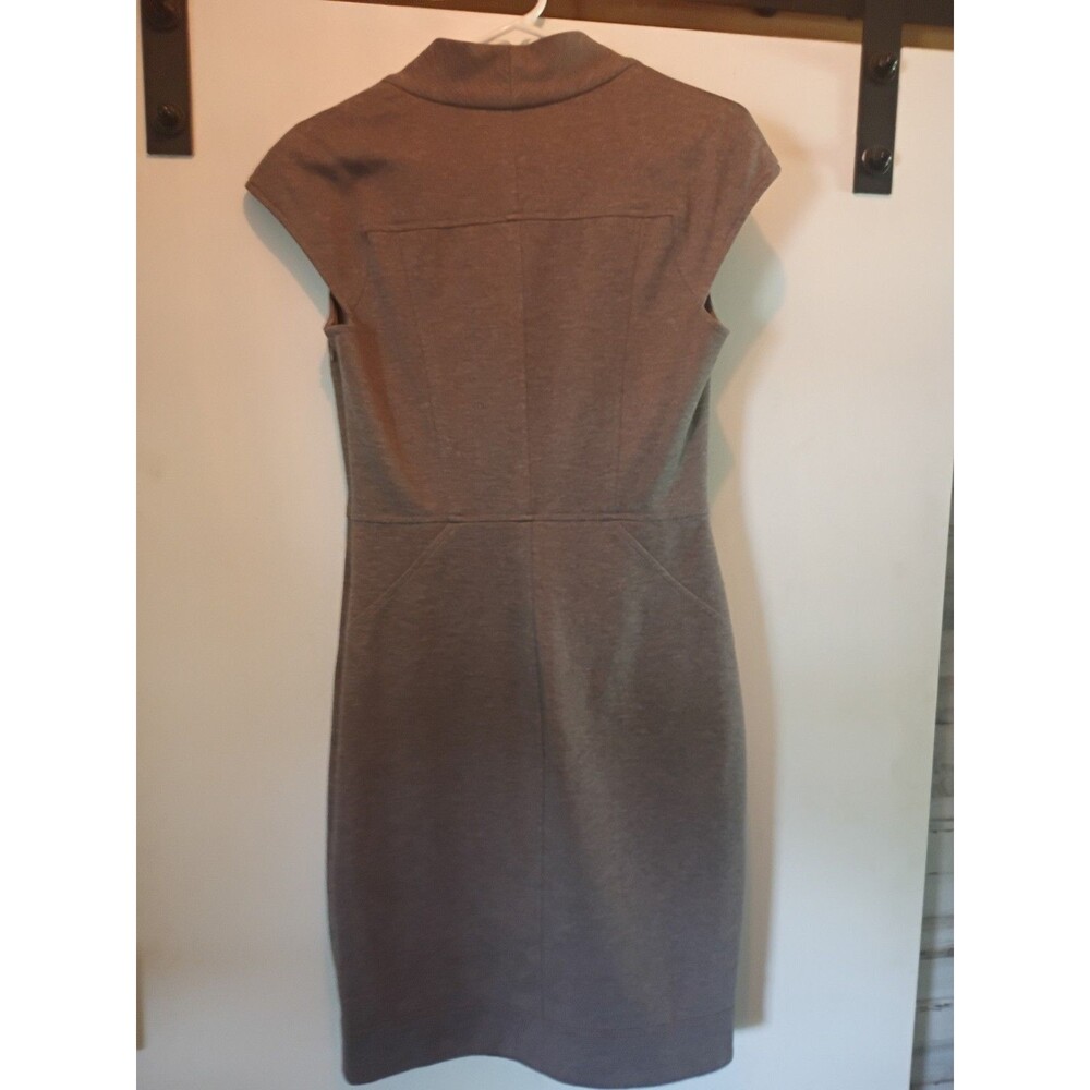 Maggy London Tan Cap Sleeve Side Zip Thick Knit Stretch Poly Dress Size 10 - Picture 7 of 8